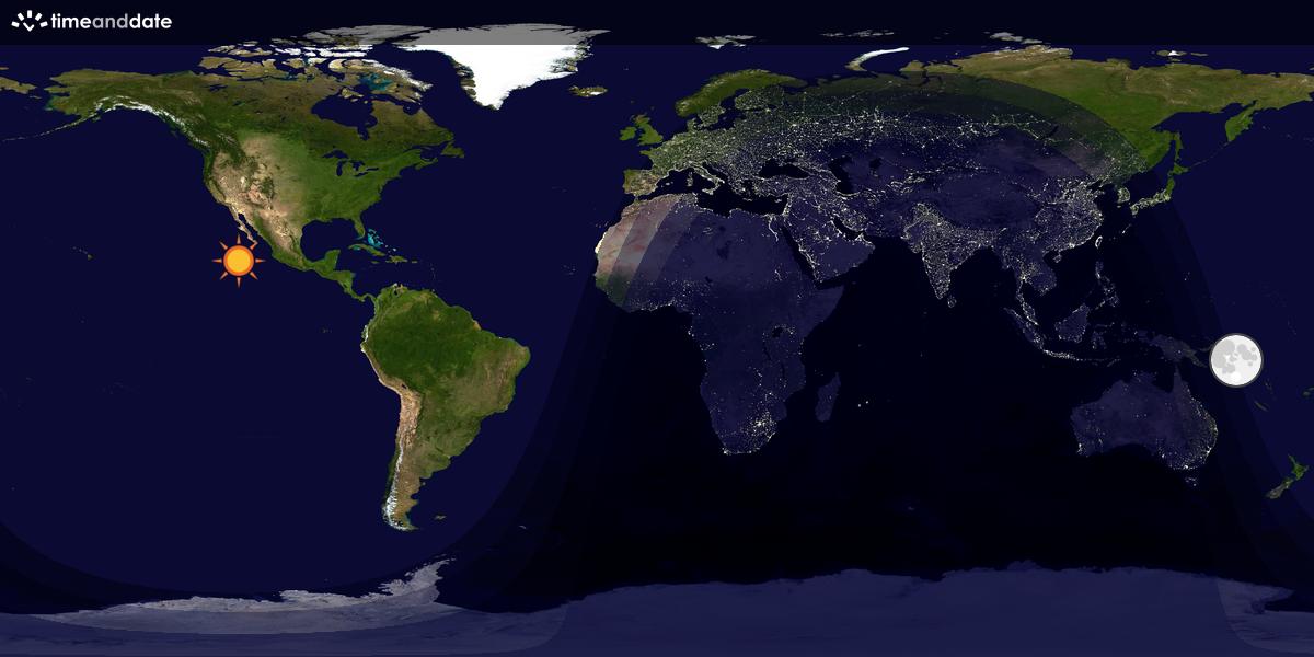 Verdenskart som viser dag og natt 