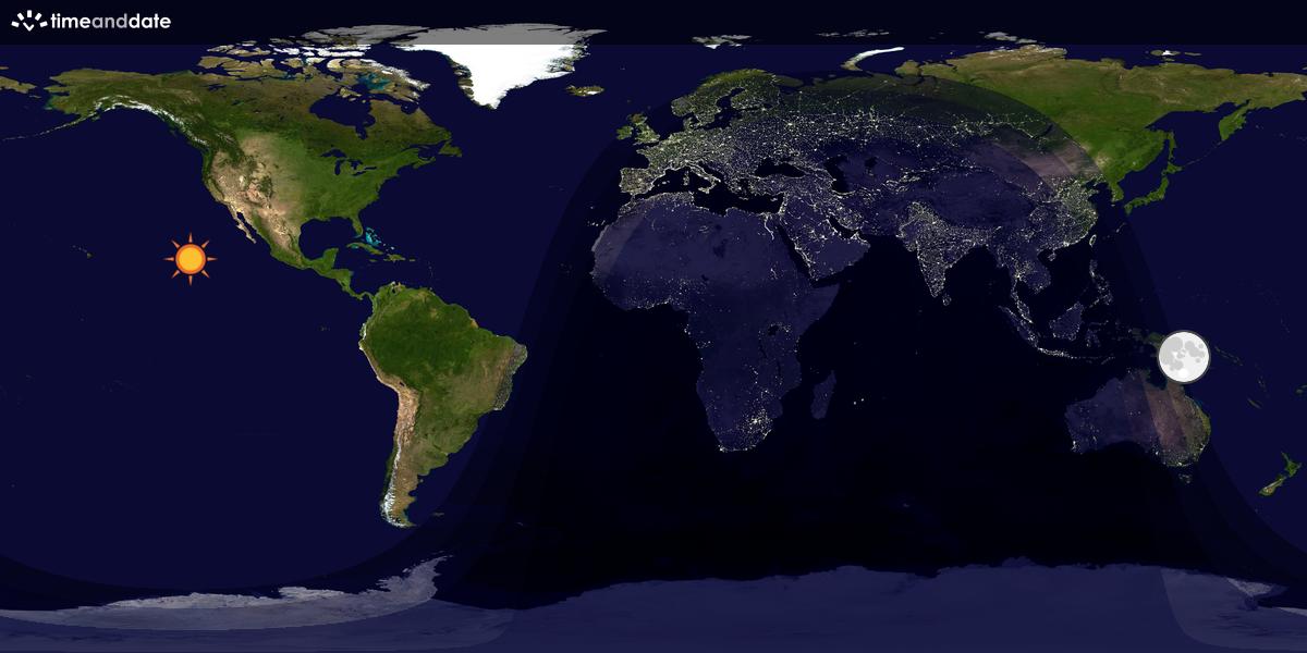 Verdenskart som viser dag og natt 