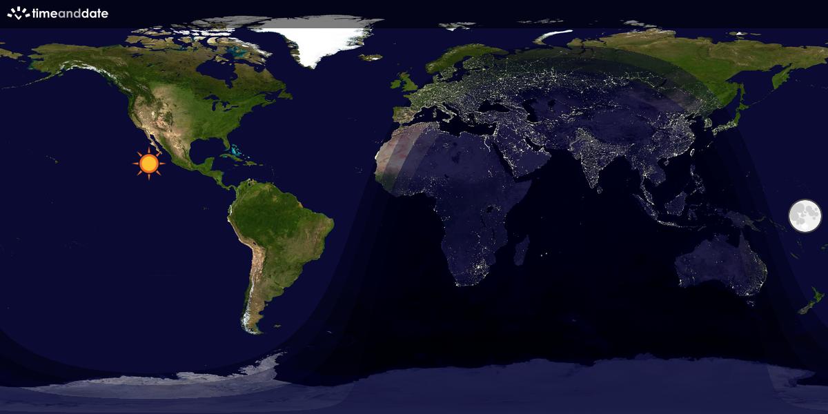 Verdenskart som viser dag og natt 