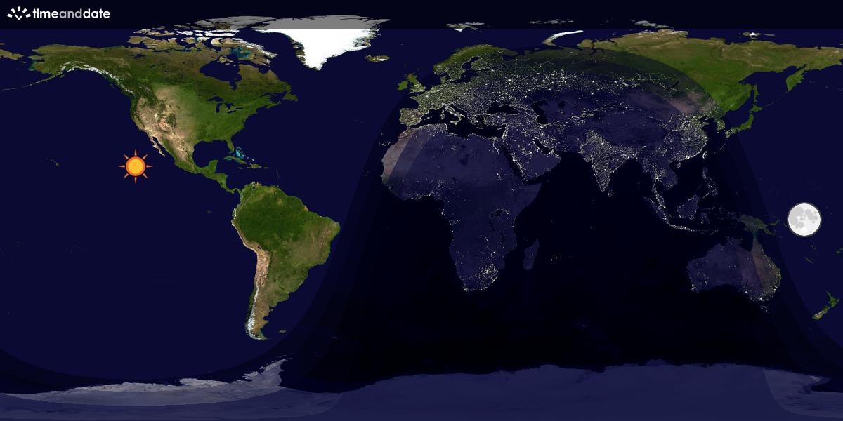 Verdenskart som viser dag og natt 