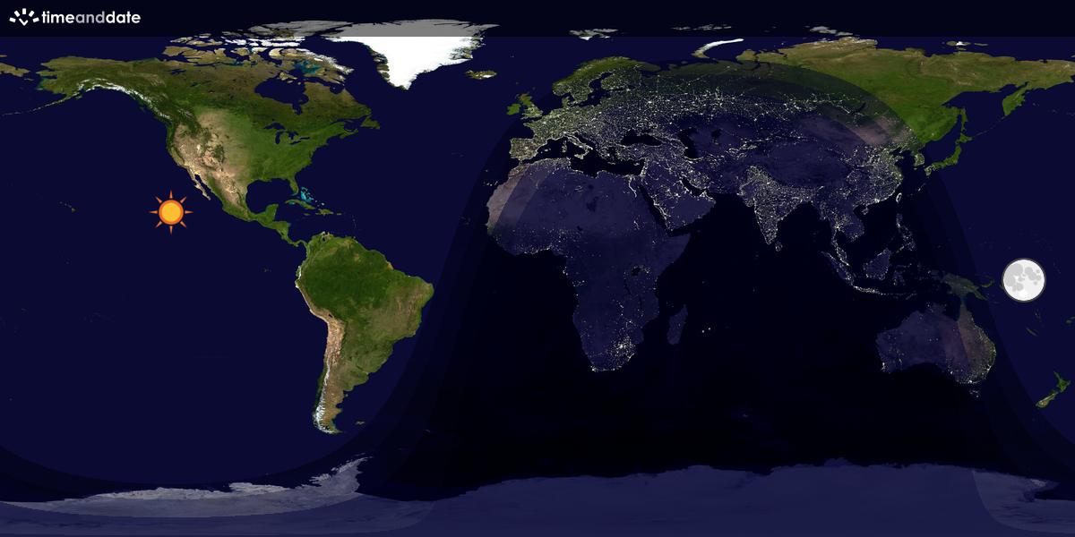 Verdenskart som viser dag og natt 