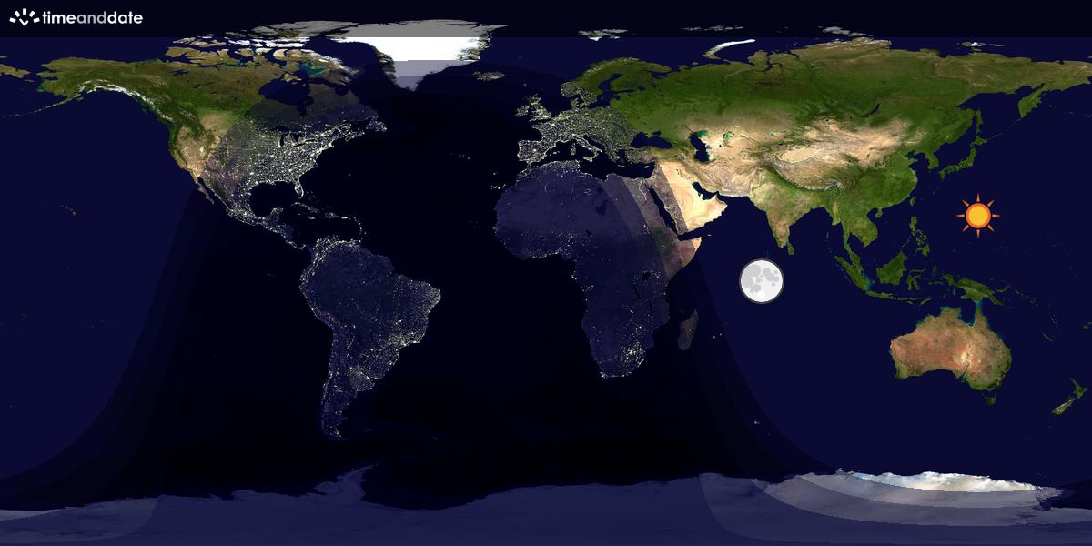 Verdenskart som viser dag og natt 