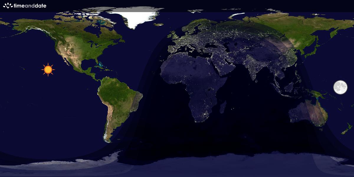 Verdenskart som viser dag og natt 