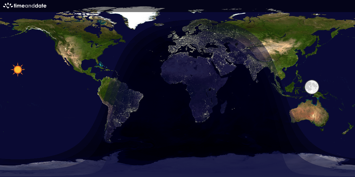 Verdenskart som viser dag og natt 