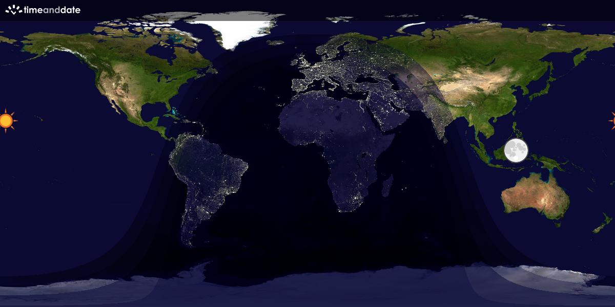 Verdenskart som viser dag og natt 