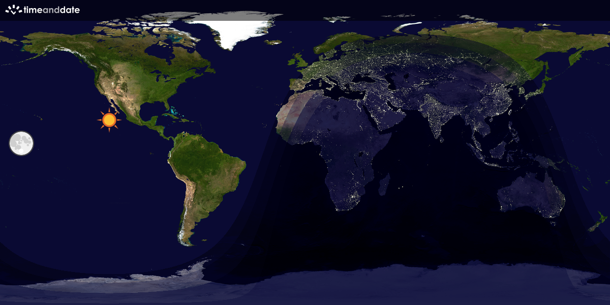 Verdenskart som viser dag og natt 
