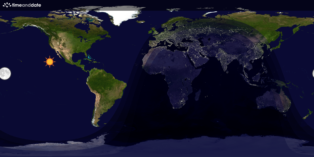Verdenskart som viser dag og natt 