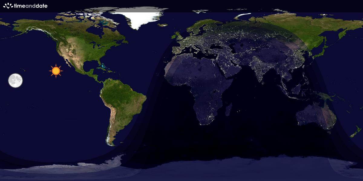 Verdenskart som viser dag og natt 