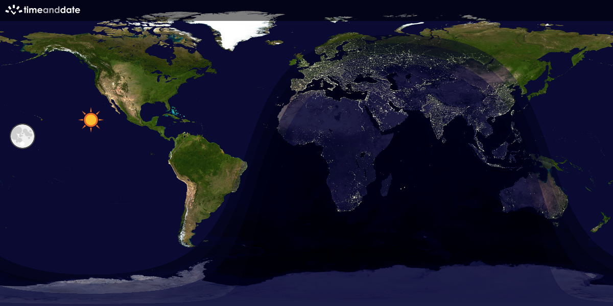 Verdenskart som viser dag og natt 
