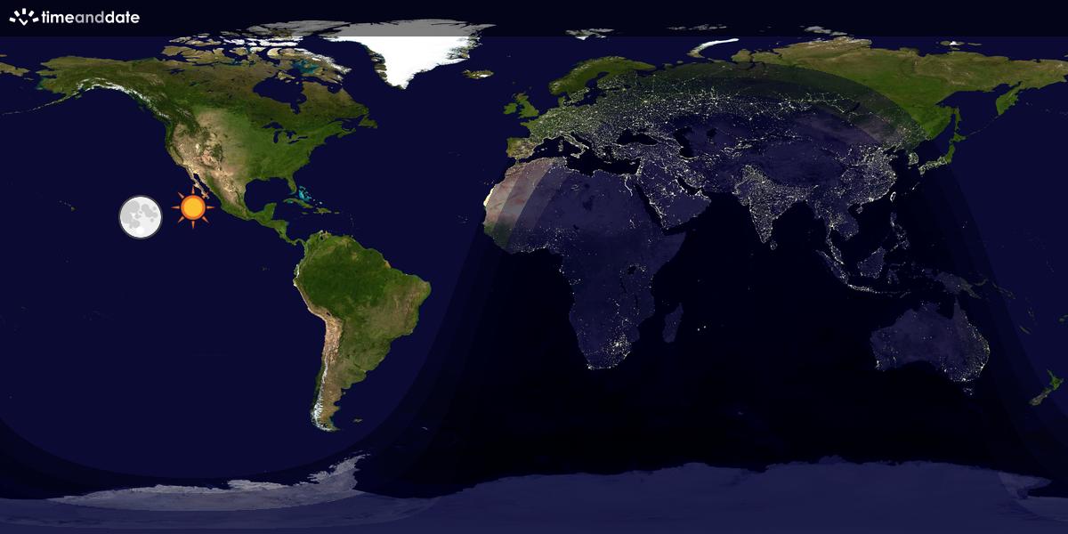Verdenskart som viser dag og natt 