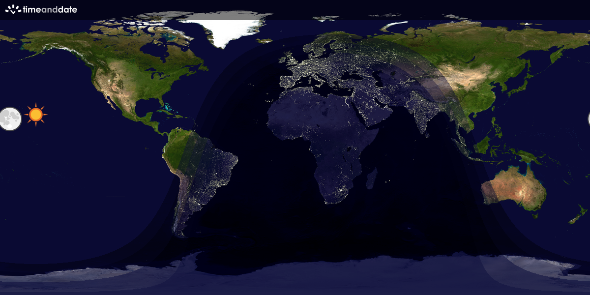 Verdenskart som viser dag og natt 