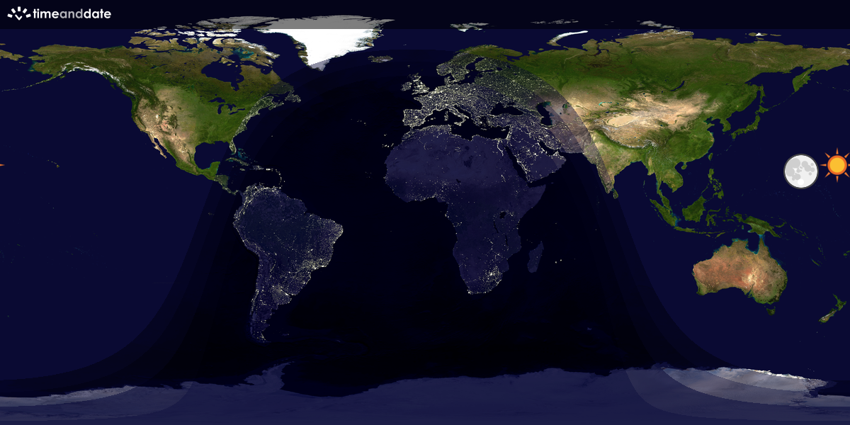 Verdenskart som viser dag og natt 