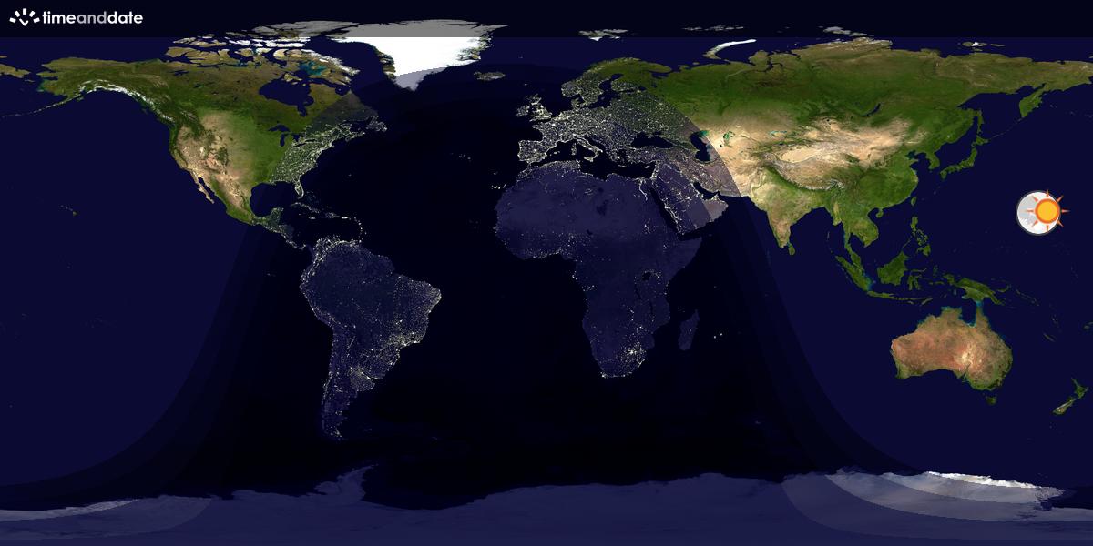 Verdenskart som viser dag og natt 