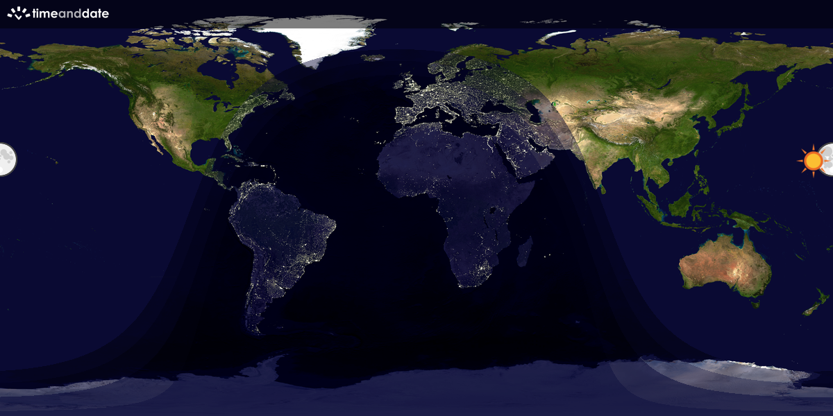 Verdenskart som viser dag og natt 