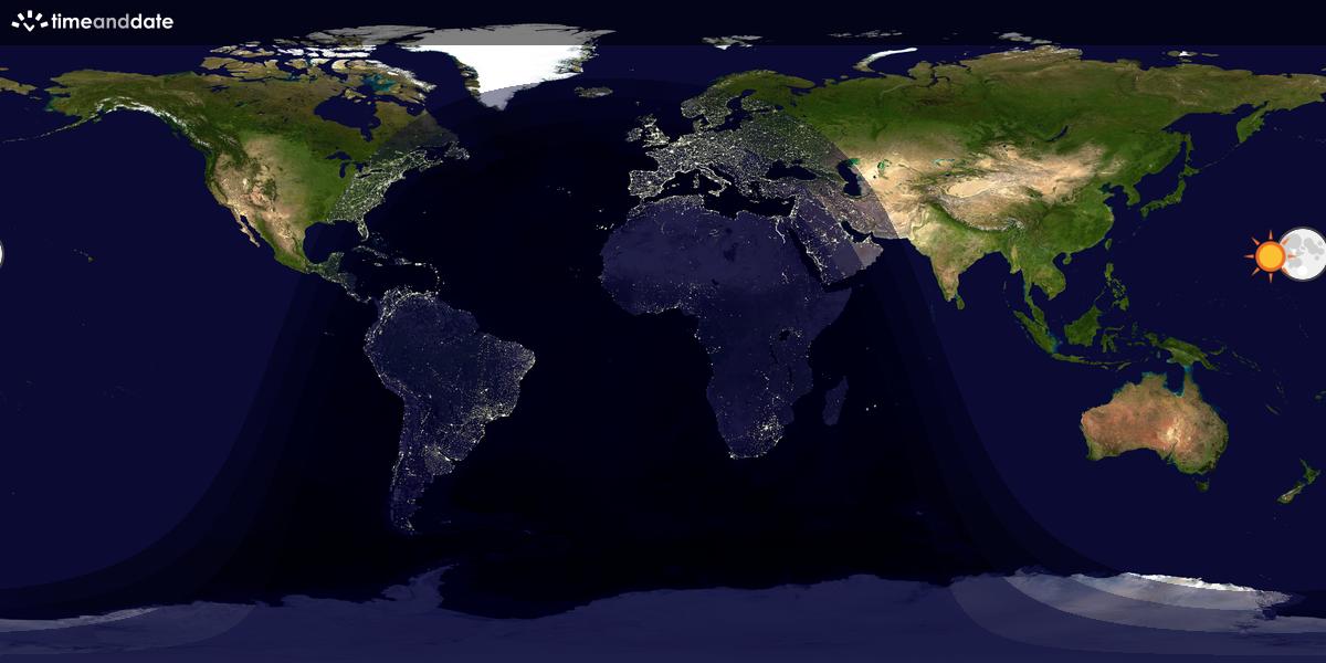 Verdenskart som viser dag og natt 