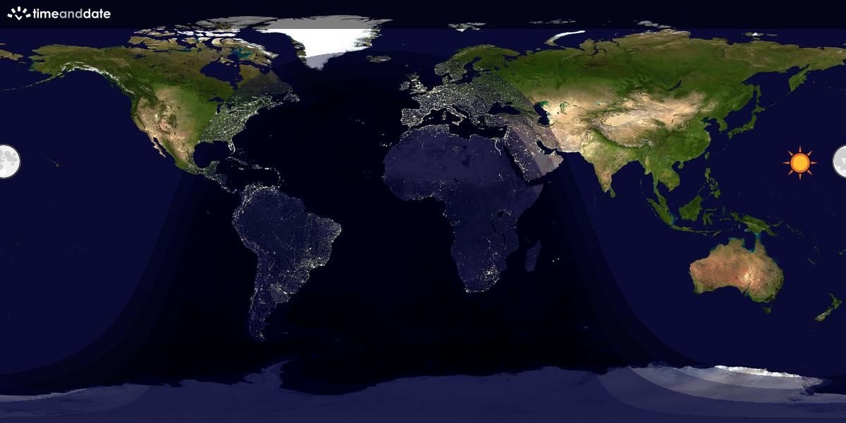 Verdenskart som viser dag og natt 