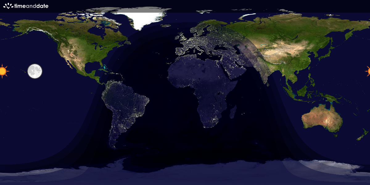 Verdenskart som viser dag og natt 