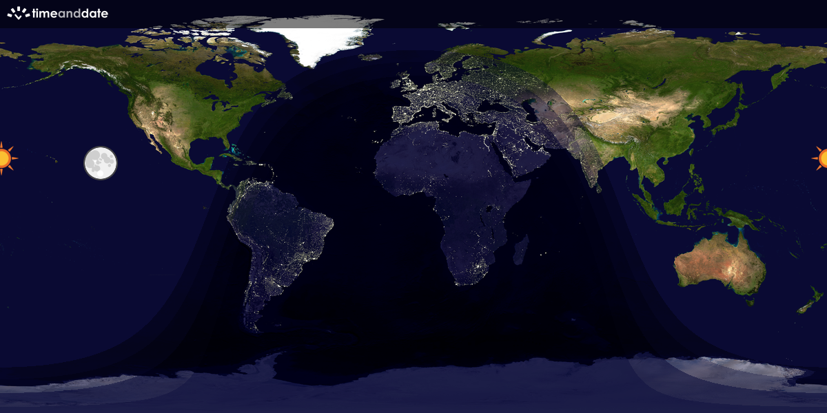 Verdenskart som viser dag og natt 