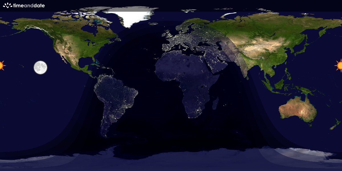 Verdenskart som viser dag og natt 