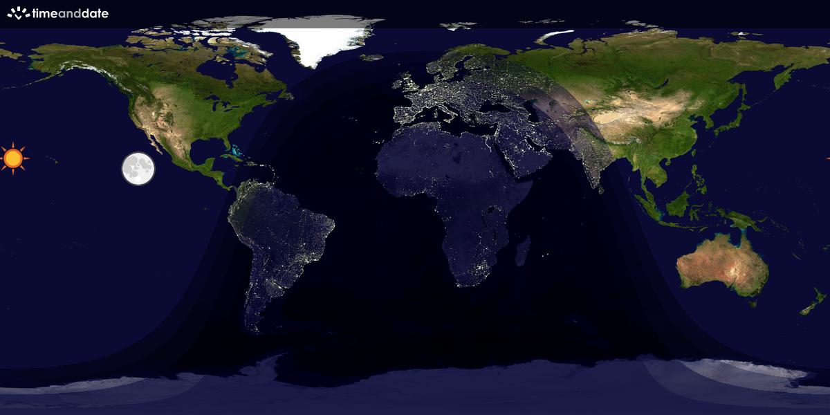 Verdenskart som viser dag og natt 