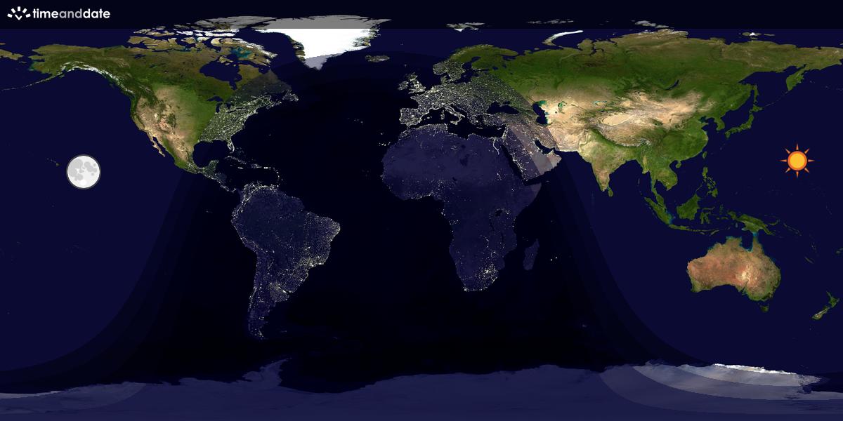 Verdenskart som viser dag og natt 