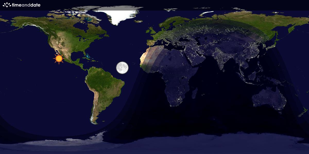Verdenskart som viser dag og natt 