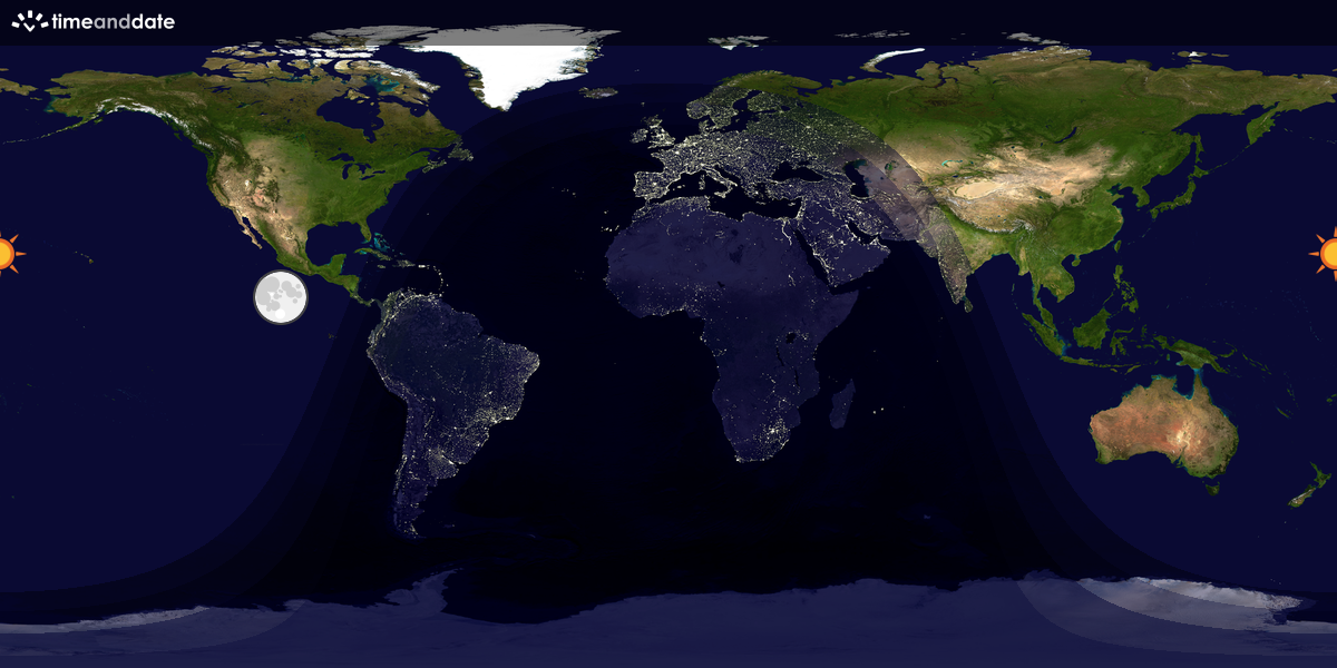 Verdenskart som viser dag og natt 