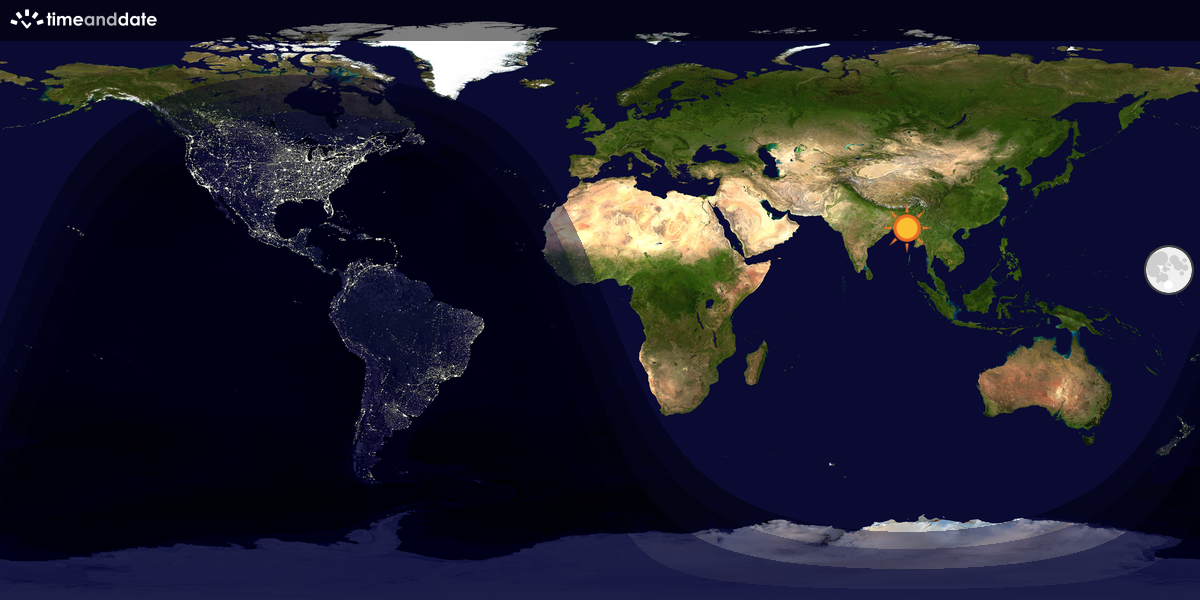 Verdenskart som viser dag og natt 