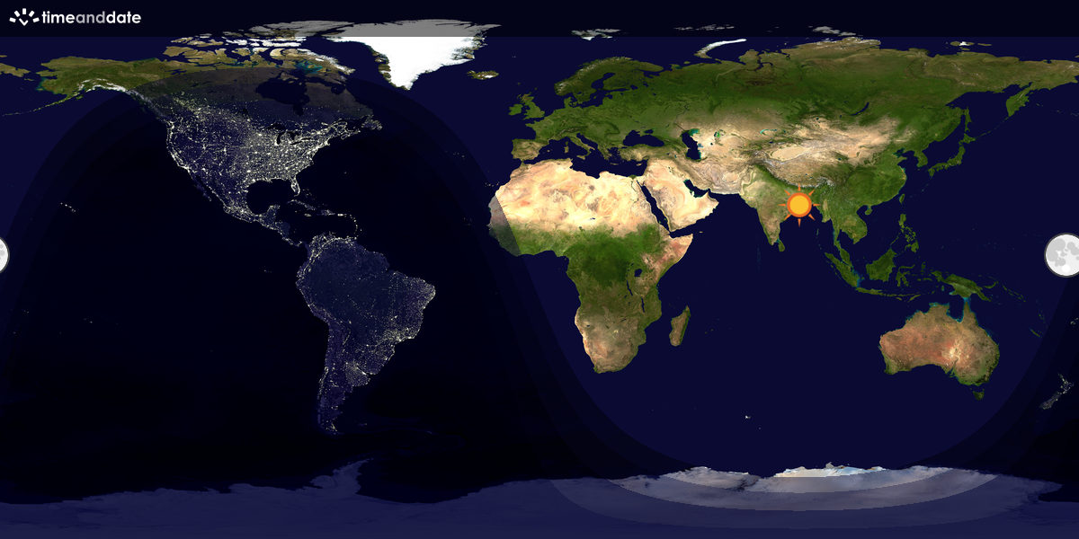 Verdenskart som viser dag og natt 