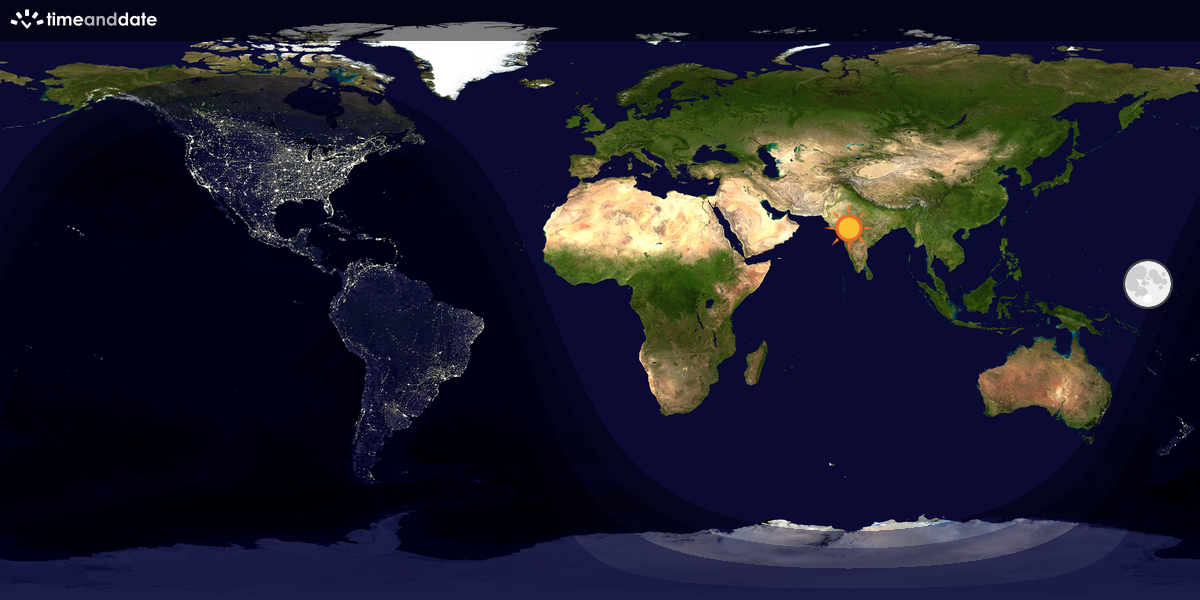 Verdenskart som viser dag og natt 