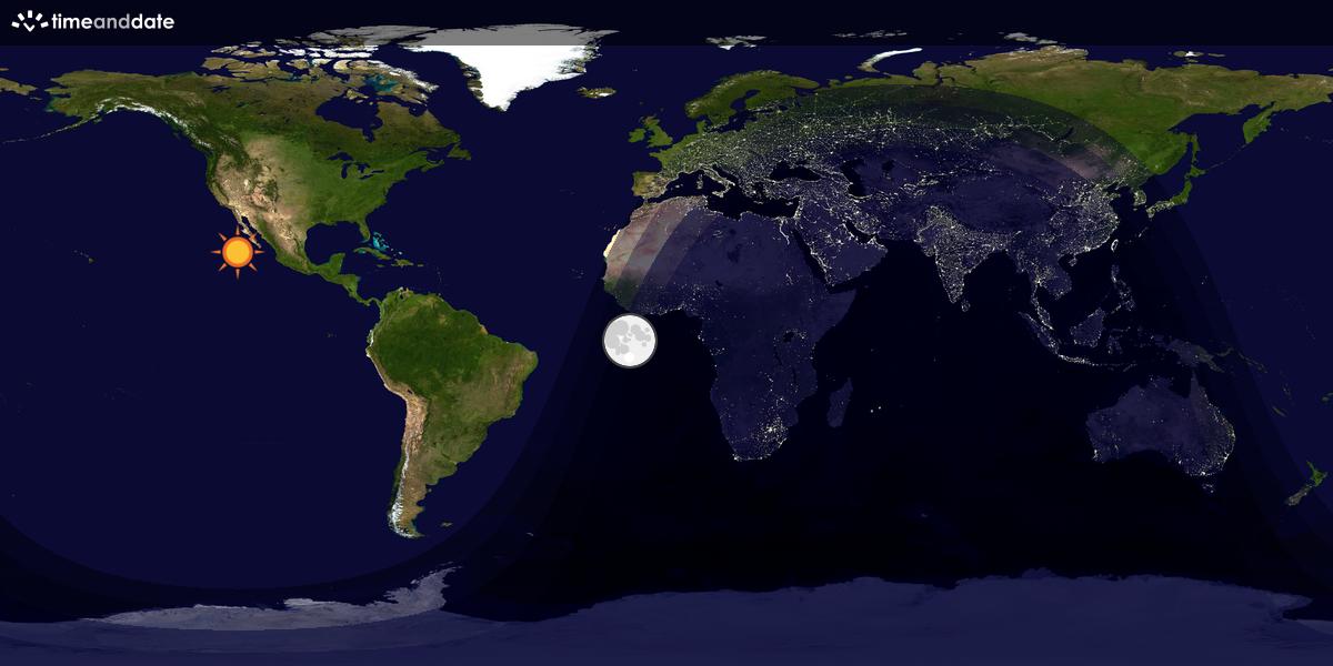 Verdenskart som viser dag og natt 