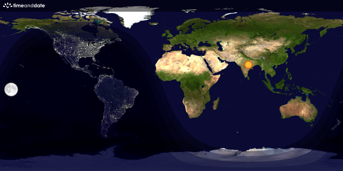 Verdenskart som viser dag og natt 