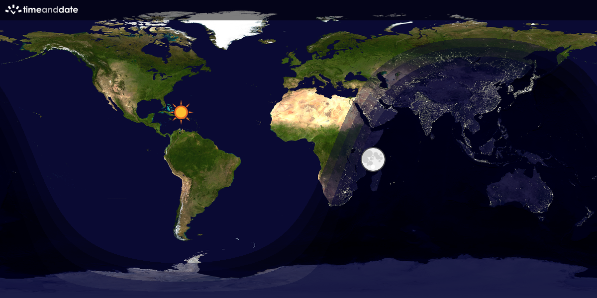 Verdenskart som viser dag og natt 