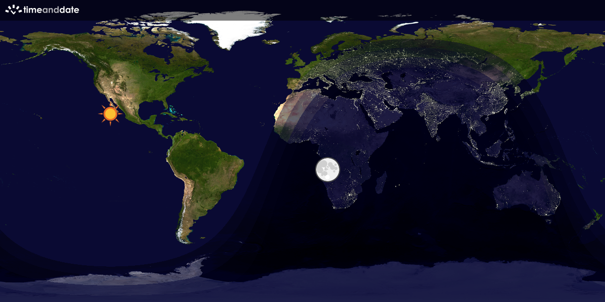 Verdenskart som viser dag og natt 