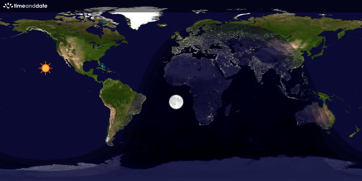 Verdenskart som viser dag og natt 