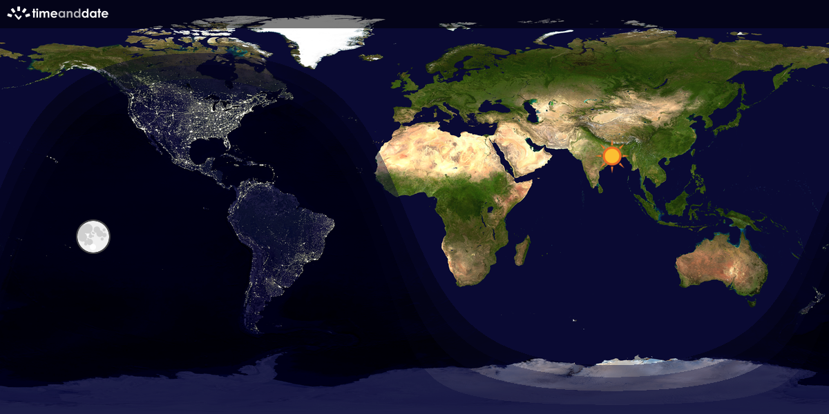 Verdenskart som viser dag og natt 