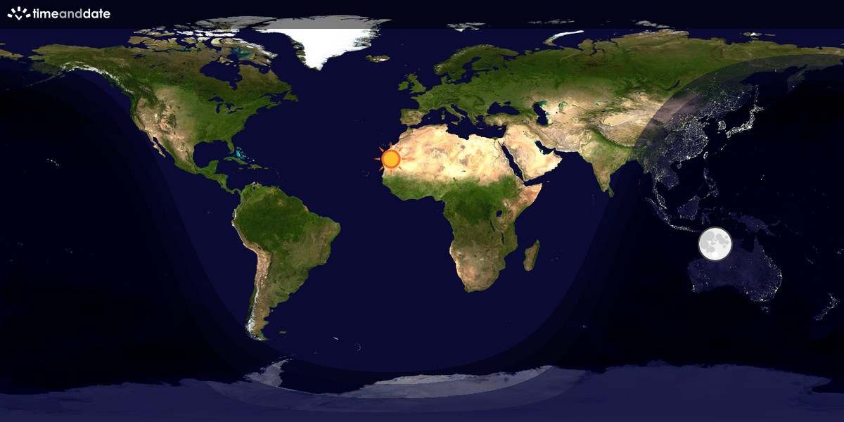 Verdenskart som viser dag og natt 