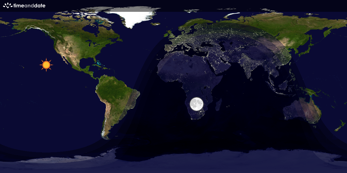 Verdenskart som viser dag og natt 