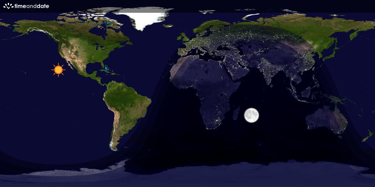 Verdenskart som viser dag og natt 