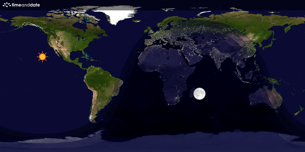Verdenskart som viser dag og natt 