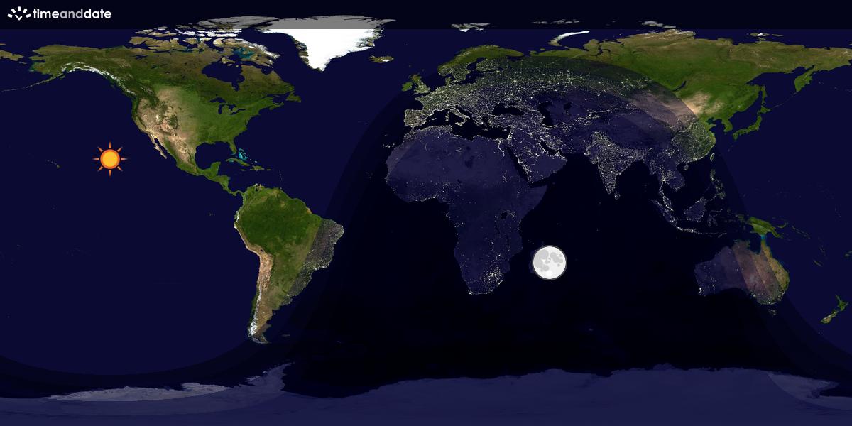 Verdenskart som viser dag og natt 