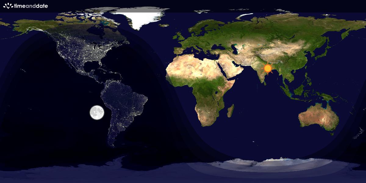 Verdenskart som viser dag og natt 