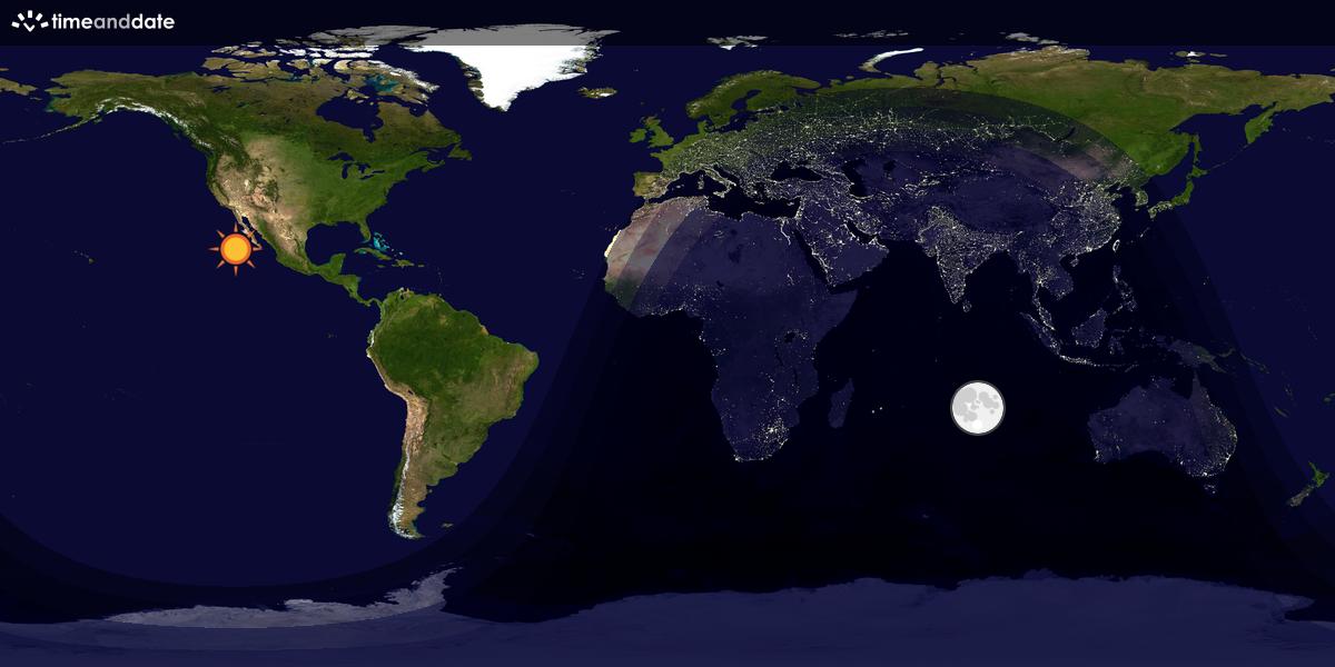 Verdenskart som viser dag og natt 