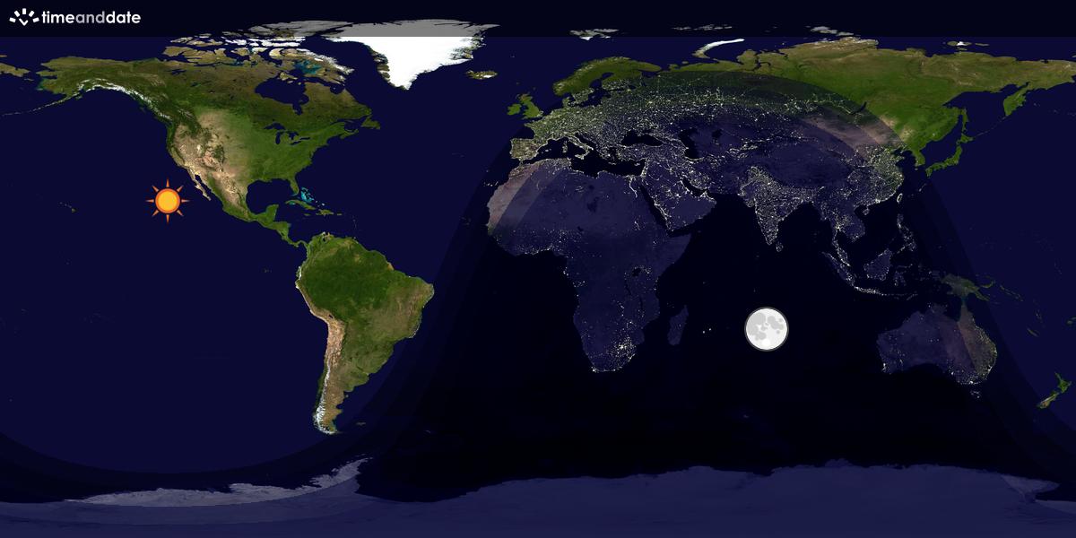 Verdenskart som viser dag og natt 