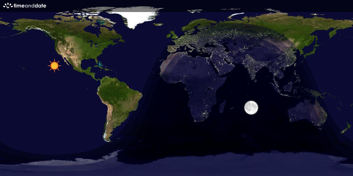 Verdenskart som viser dag og natt 