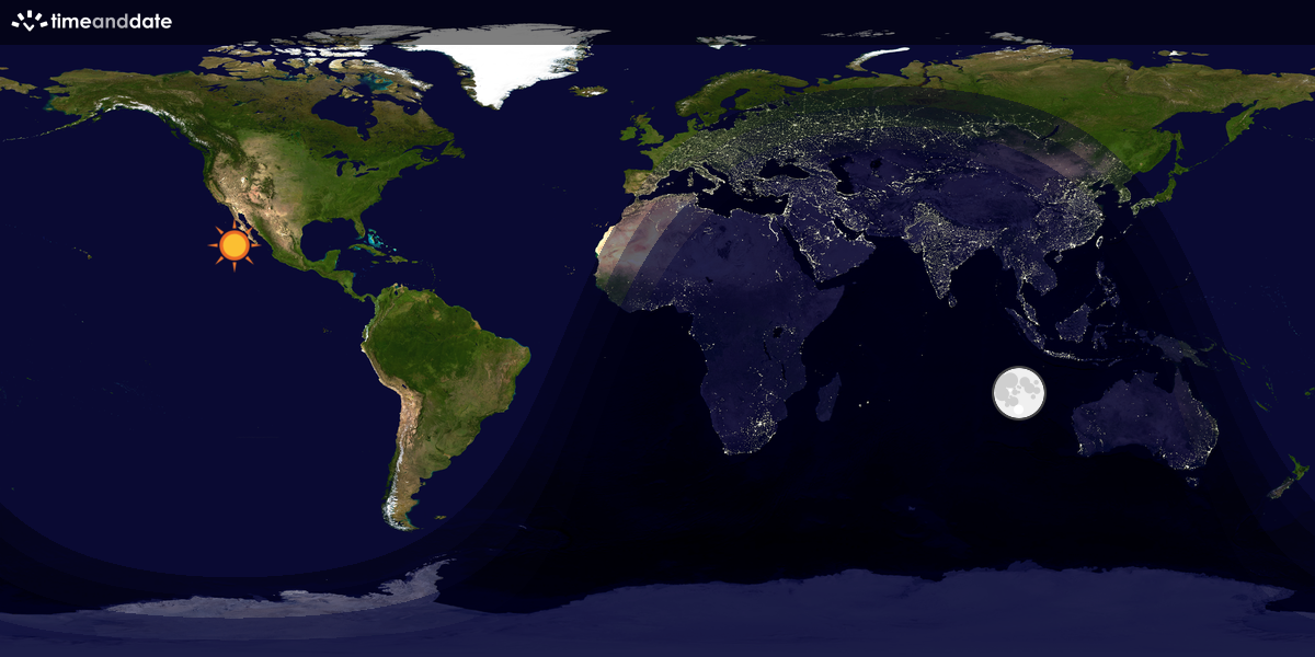 Verdenskart som viser dag og natt 