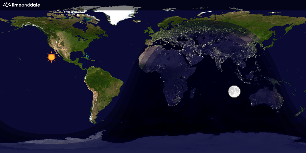 Verdenskart som viser dag og natt 