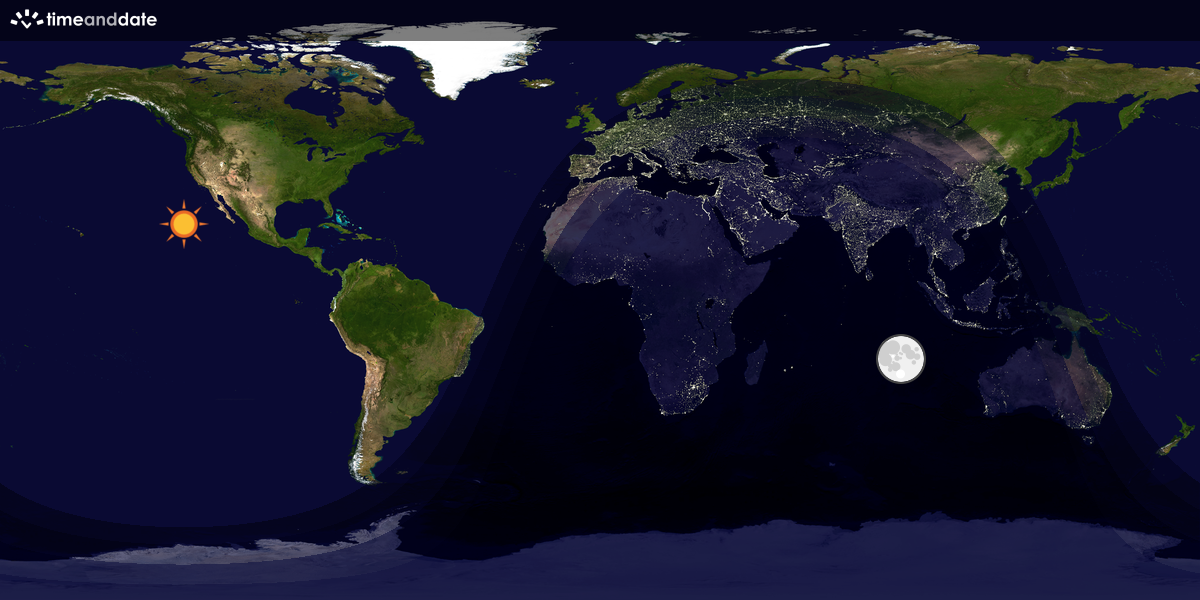 Verdenskart som viser dag og natt 