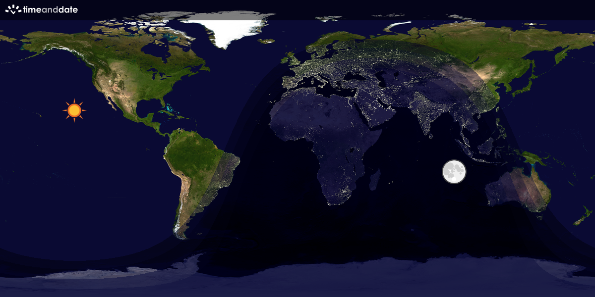 Verdenskart som viser dag og natt 