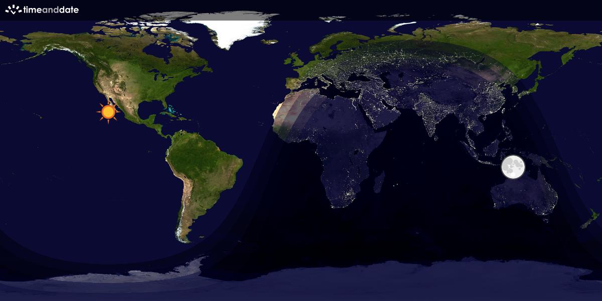 Verdenskart som viser dag og natt 